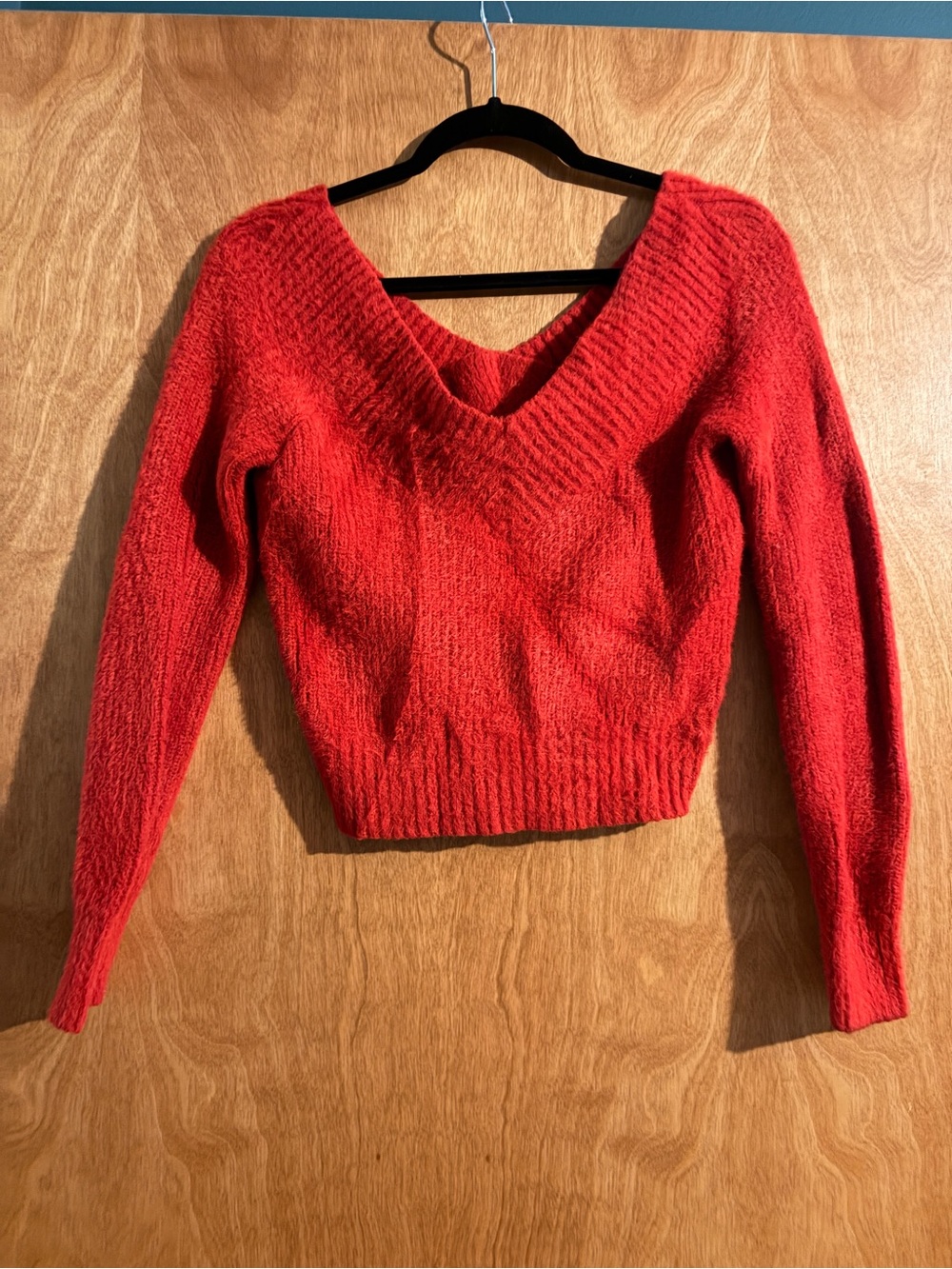 H&M Red V-Neck Crop Sweater